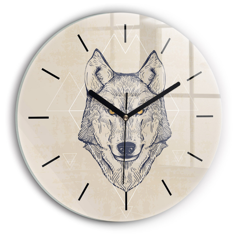 Tête de loup Horloge ronde
