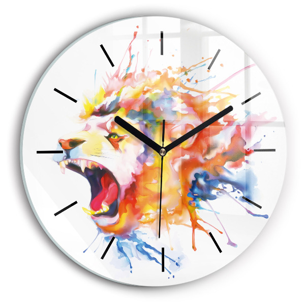 Lion - aquarelle Horloge ronde