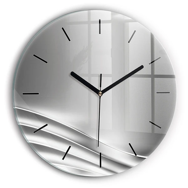Abstraction argentée Horloge ronde en verre