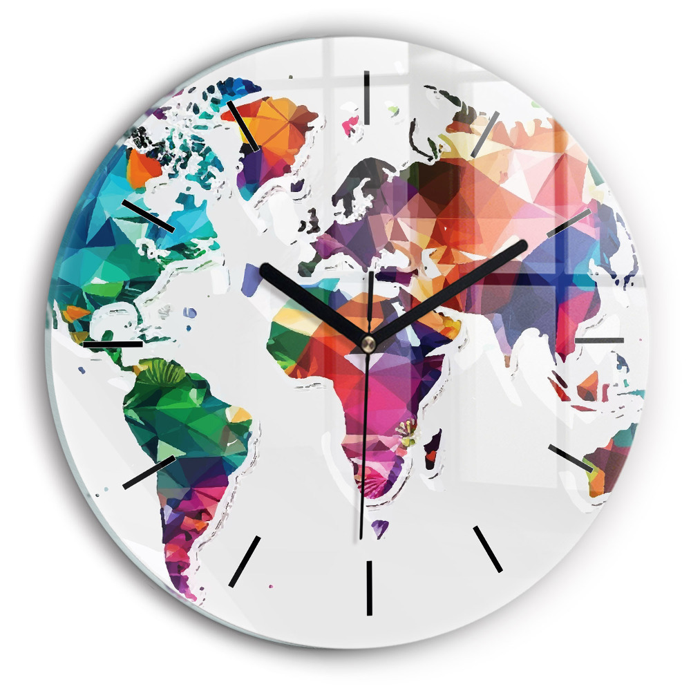 Triangles de la carte du monde Horloge ronde murale