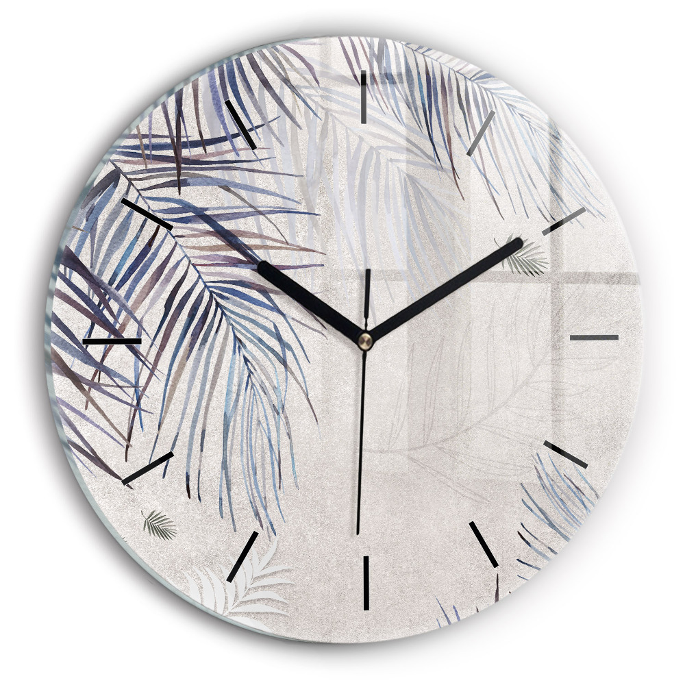 Feuille de palmier Horloge ronde en verre