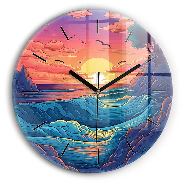 Océan et vagues de conte de fées Horloge ronde murale