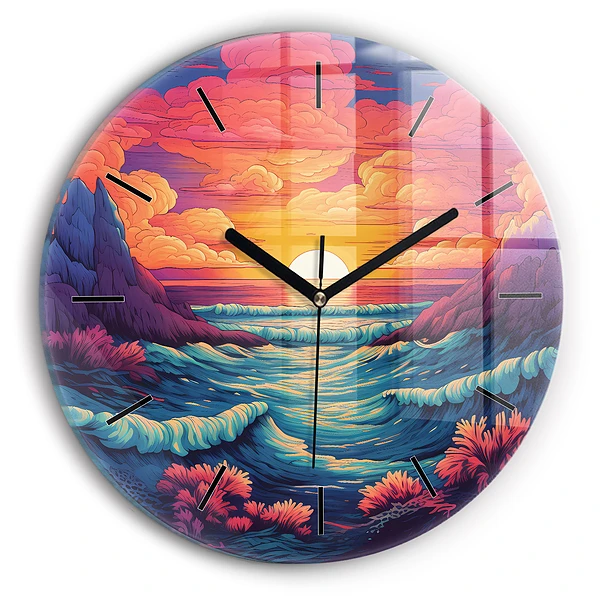 Océan et ciel de conte de fées Horloge ronde