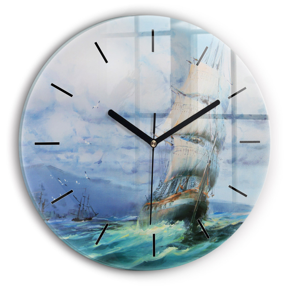 Bateau sur l'eau Pendule murale ronde
