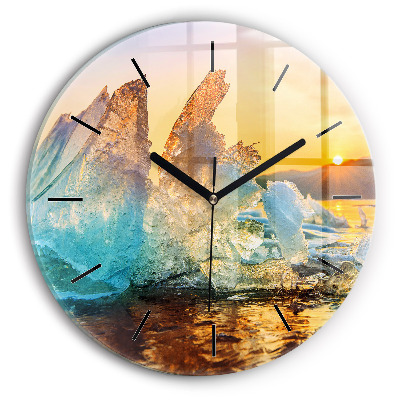 Iceberg et lever de soleil Horloge ronde