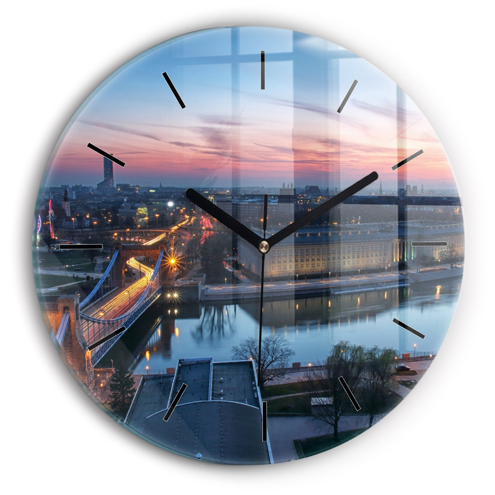 Wrocław vue d'un drone Pendule murale ronde