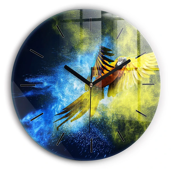 Perroquet coloré Horloge ronde en verre