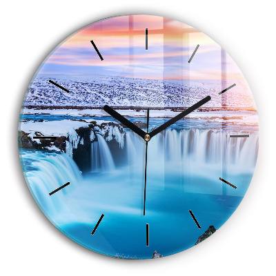 Chute d'eau Godafoss Islande Horloge ronde