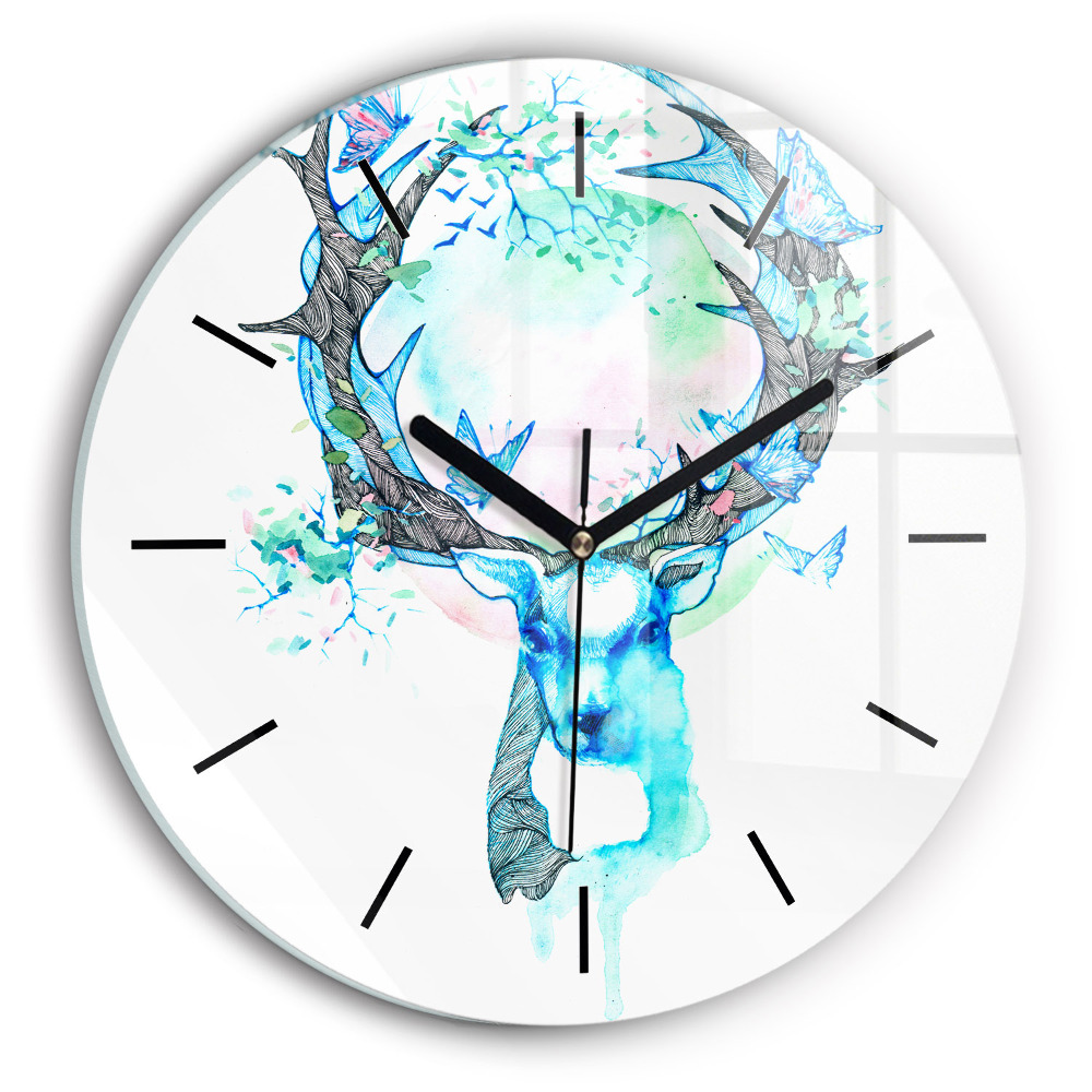 Illustration d'un cerf Horloge ronde