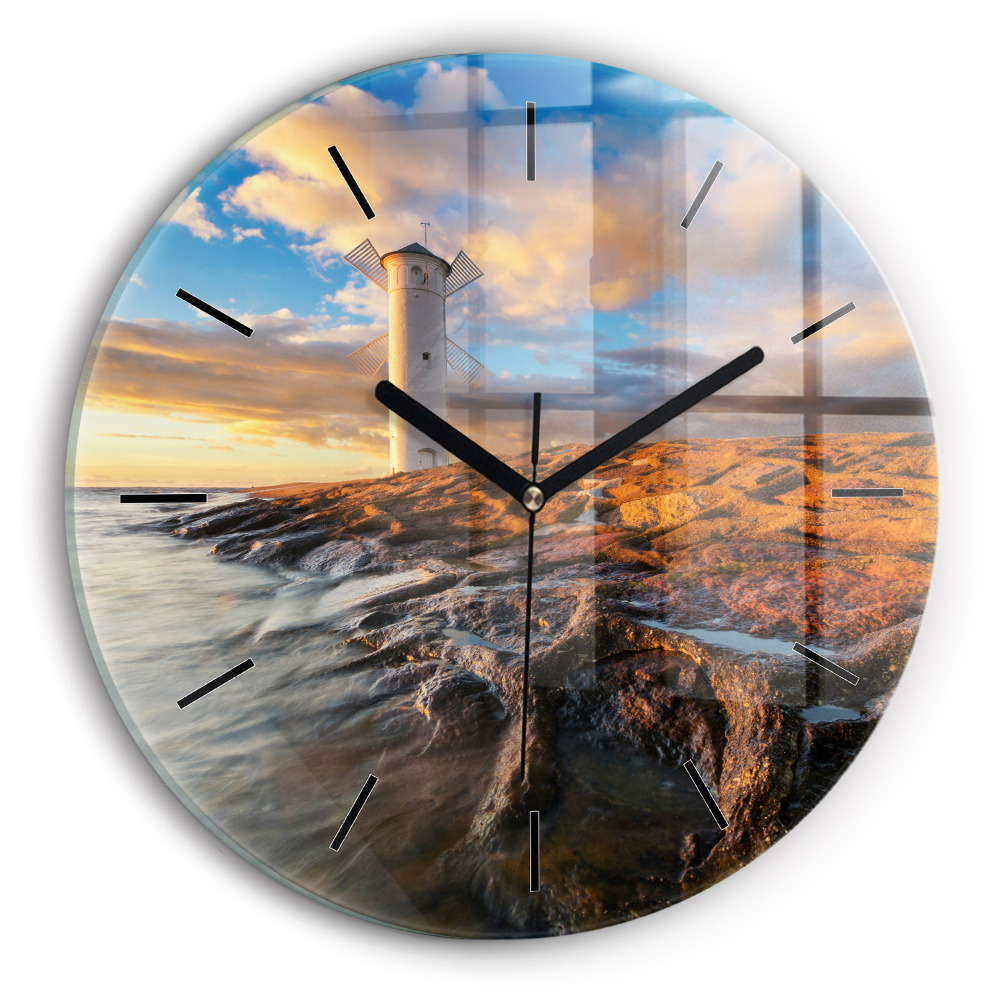 Phare et mer Baltique Horloge ronde