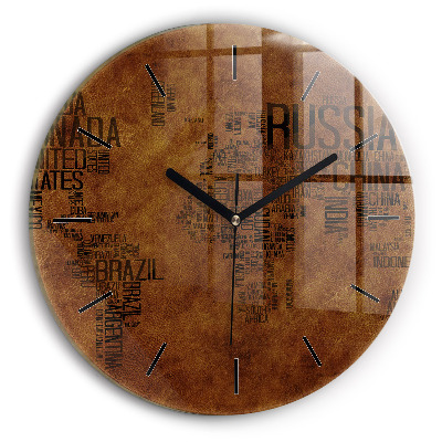 Carte et noms de pays Horloge ronde