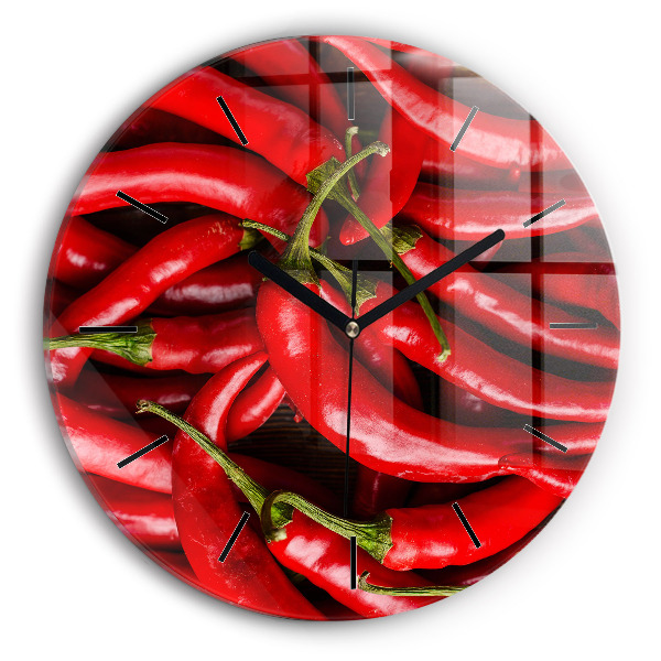 Piments forts Horloge ronde en verre