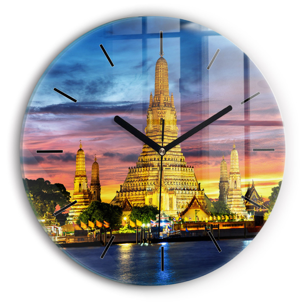 Temple à Bangkok Horloge ronde en verre