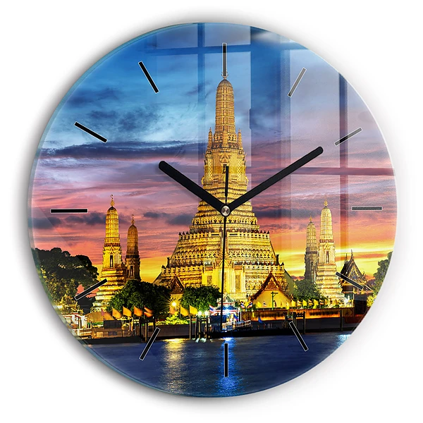Temple à Bangkok Horloge ronde en verre