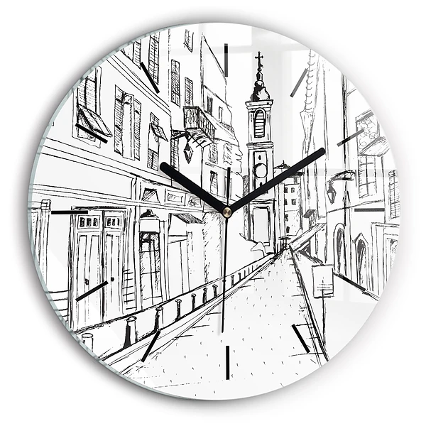 Dessin de ville Provence Pendule murale ronde