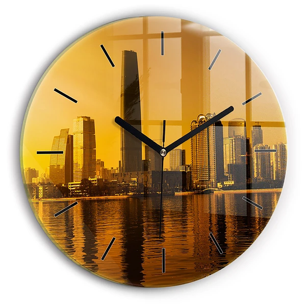 Rivière Zhujiang Horloge ronde en verre