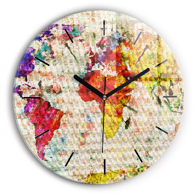 Carte du monde colorée Pendule murale ronde