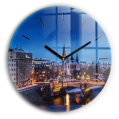 Panorama de Pilsen Pendule murale ronde