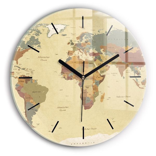 Carte du monde style vintage Pendule murale ronde