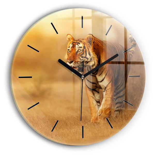 Chasse au tigre Pendule murale ronde