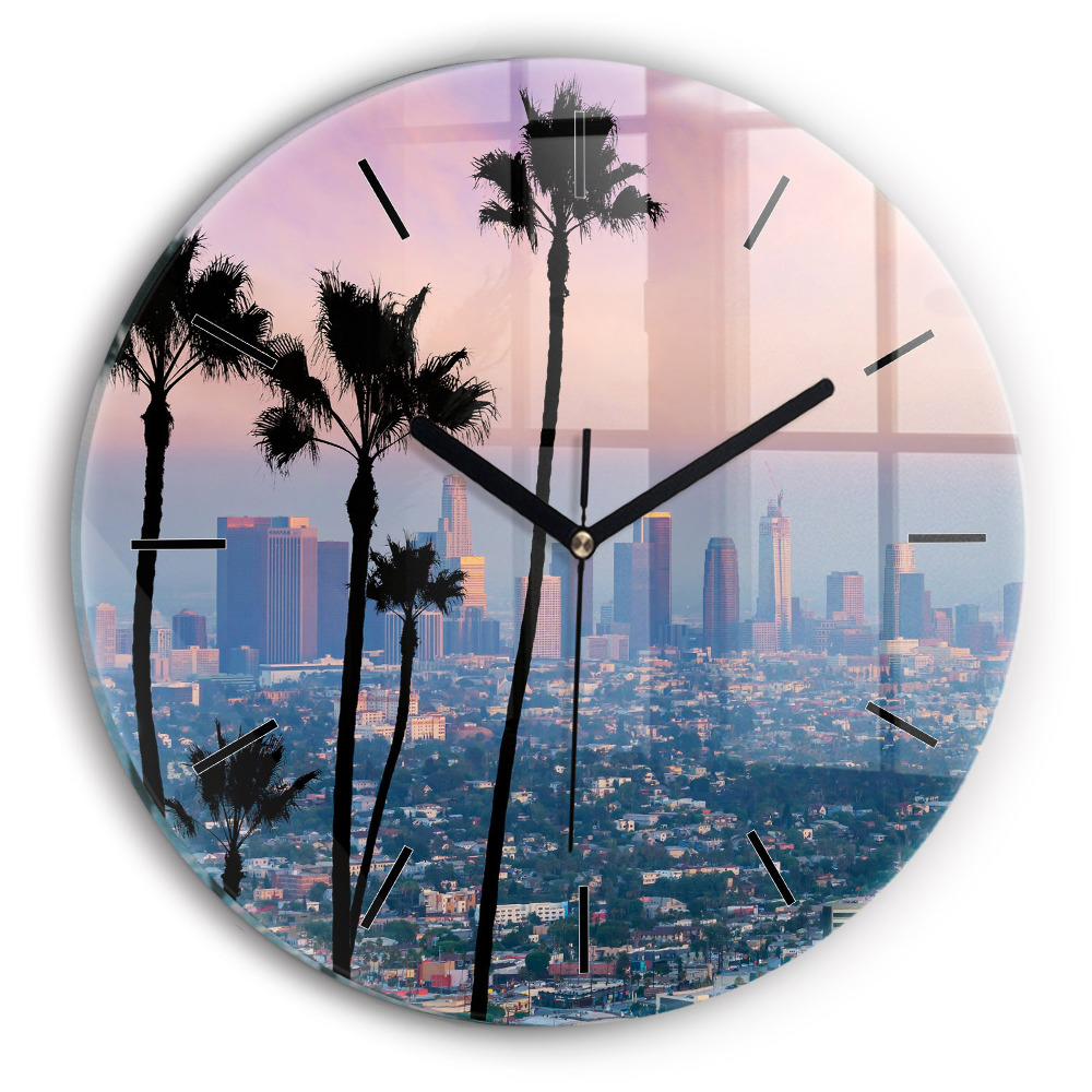 Coucher de soleil à Los Angeles Horloge ronde