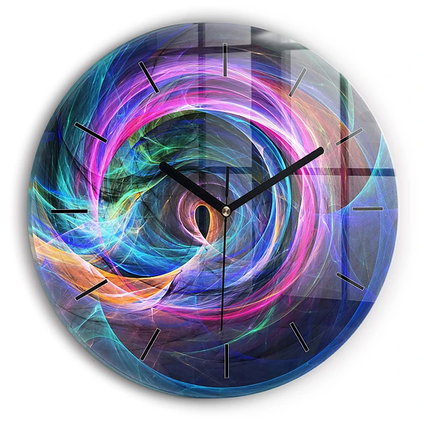 Fractale colorée Horloge ronde en verre