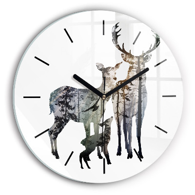 Famille de cerfs Horloge ronde murale