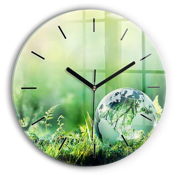 Globe terrestre Horloge ronde en verre