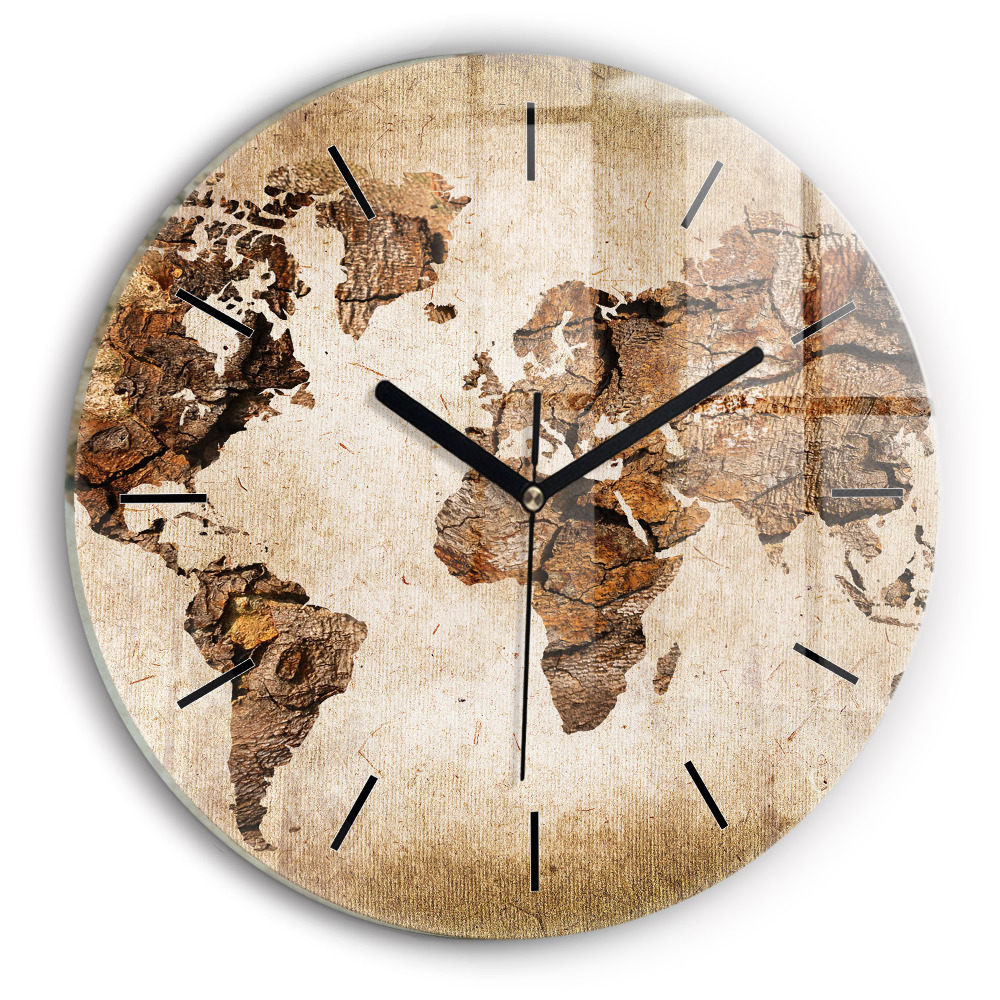 Carte du monde ancienne Horloge ronde murale