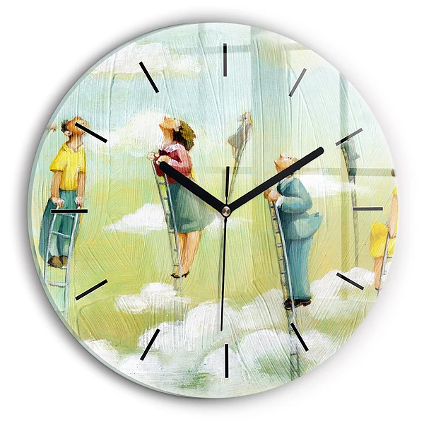 Personnes sur des échelles Pendule murale ronde