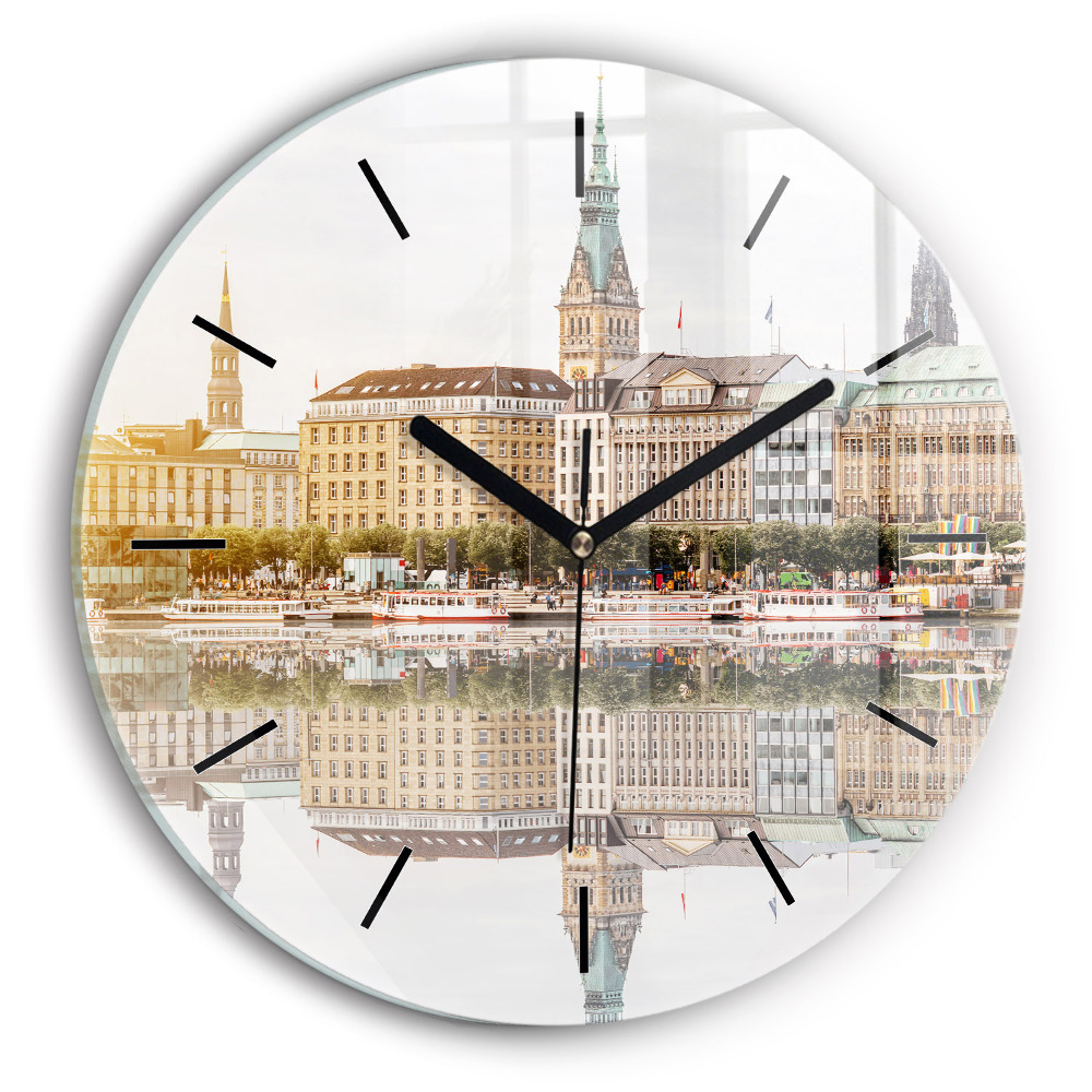 Fleuve Hambourg Allemagne Horloge ronde murale
