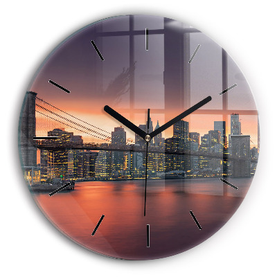 New York East River Horloge ronde en verre