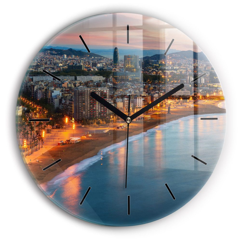 Plage de Barcelone Horloge ronde murale