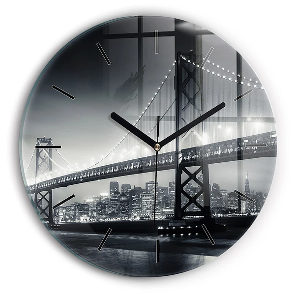 Pont de nuit à San Francisco Horloge ronde murale