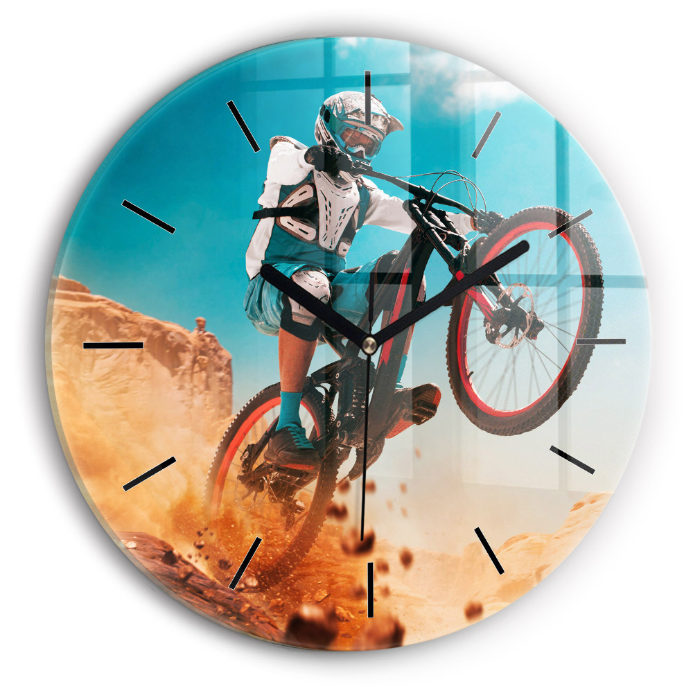 Cascadeur et adrénaline Horloge ronde en verre