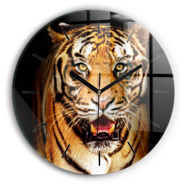 Tigre aux yeux sauvages Pendule murale ronde