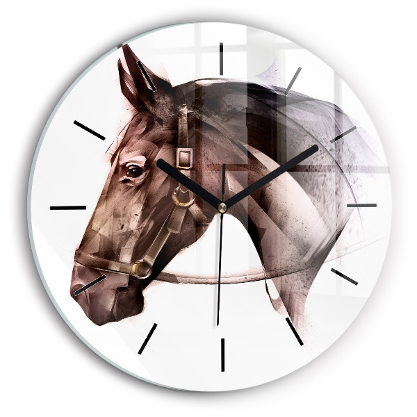 Profil peint d'un cheval Horloge ronde