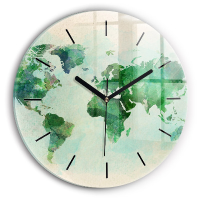 Aquarelle carte du monde Horloge ronde murale
