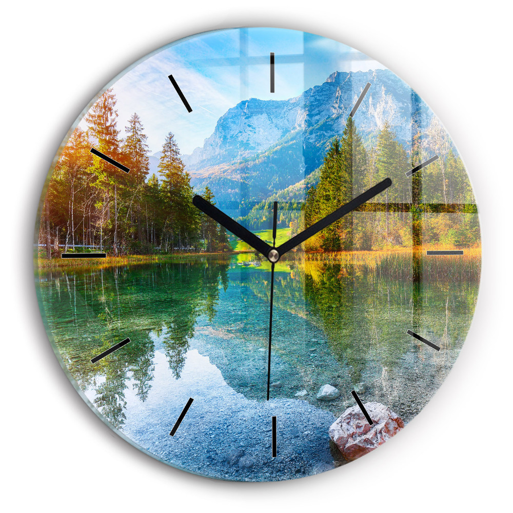 Rivière montagnes Paysage Horloge ronde