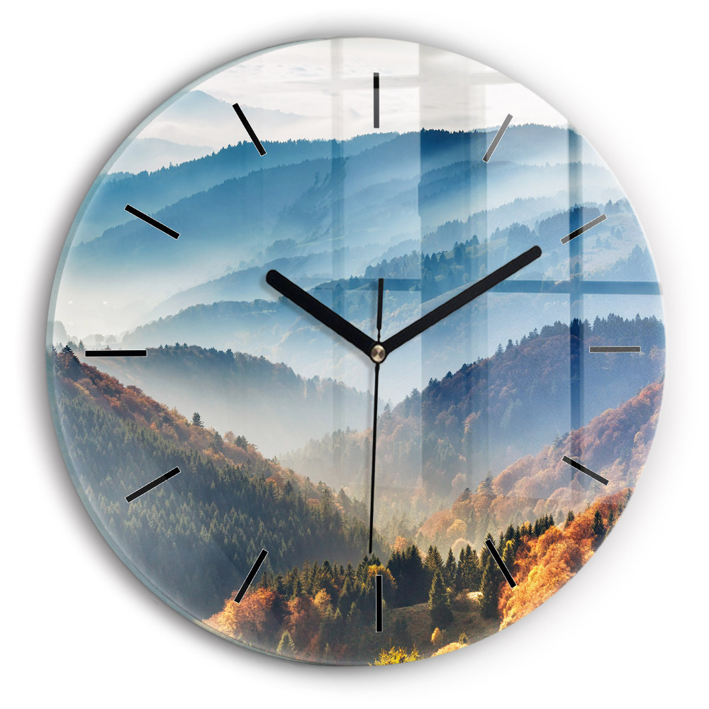 Paysage de montagne Horloge ronde en verre