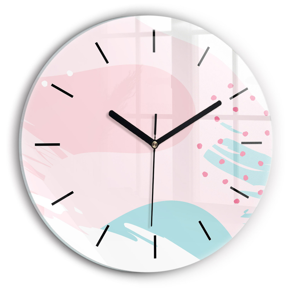 Abstraction pastel Horloge ronde en verre