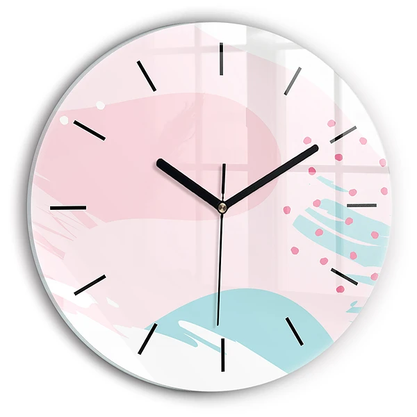 Abstraction pastel Horloge ronde en verre