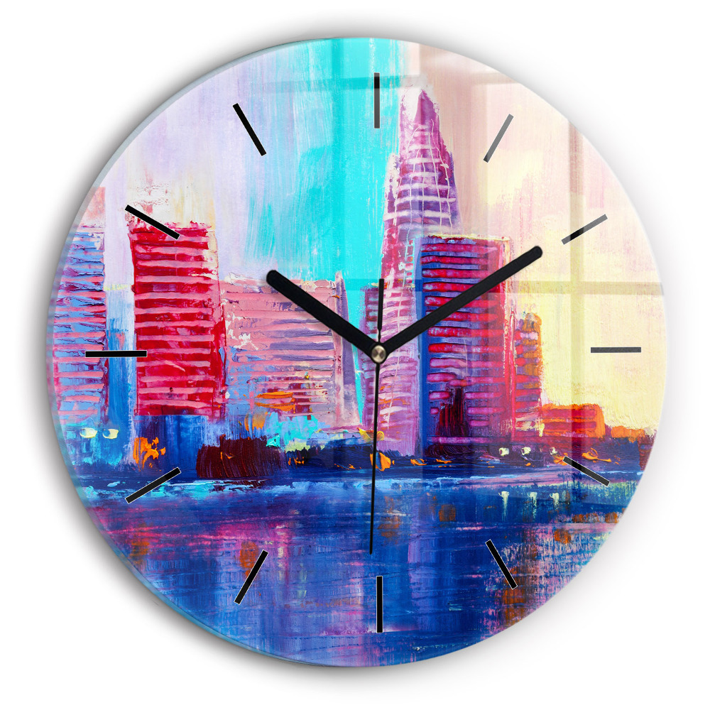 Abstrait de gratte-ciel Horloge ronde murale
