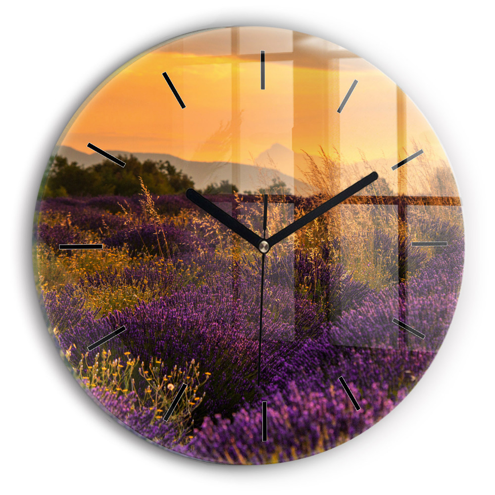 Prairie de lavande France Horloge ronde murale