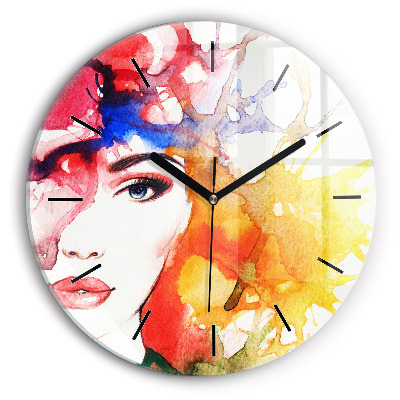 Portrait coloré d'une femme Horloge ronde