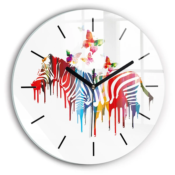 Zèbre coloré Horloge ronde