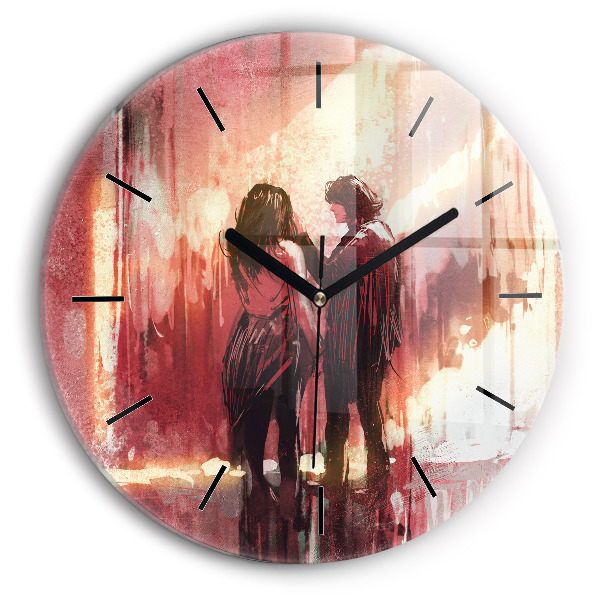 Jeune couple amoureux Horloge ronde