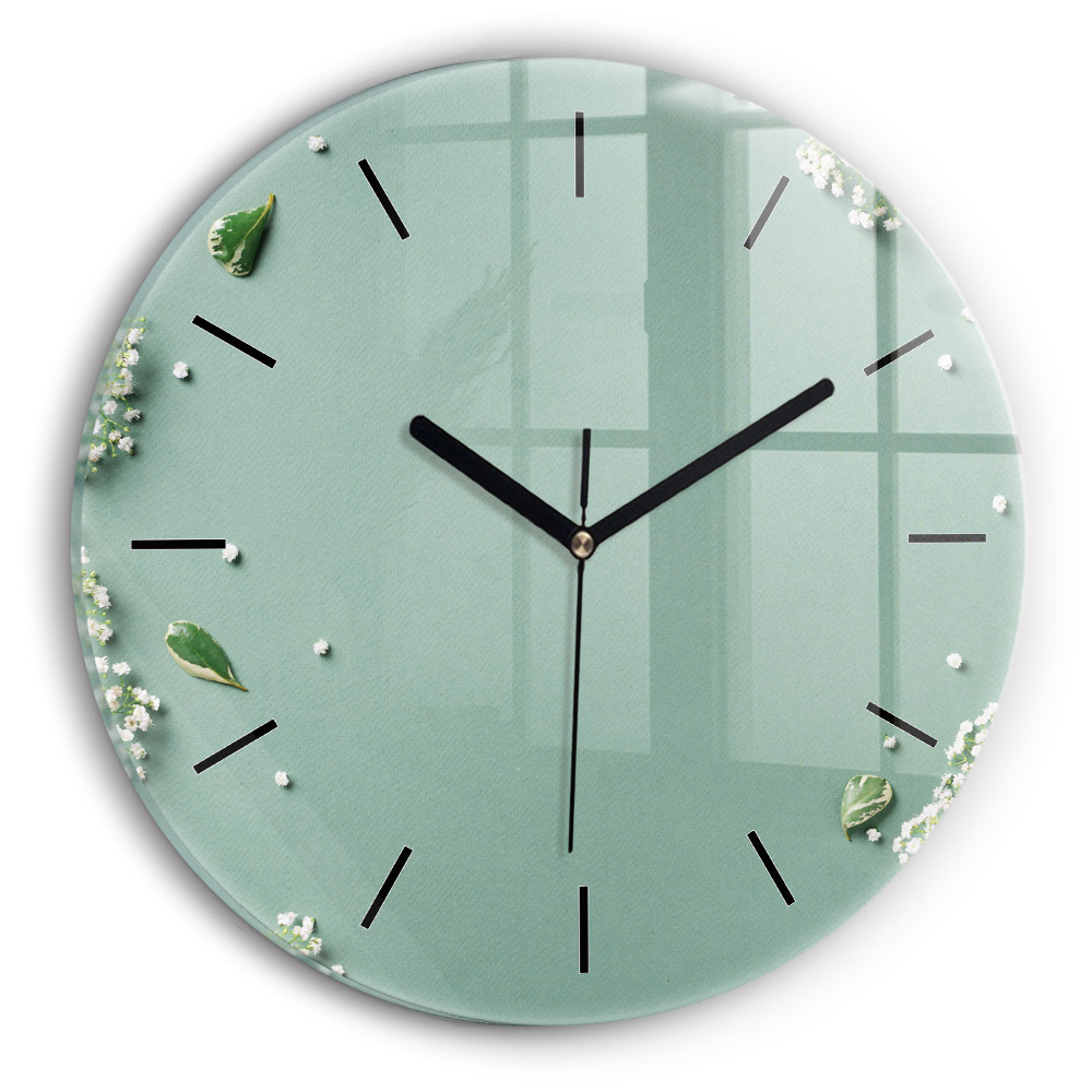 Fleurs délicates Horloge ronde en verre