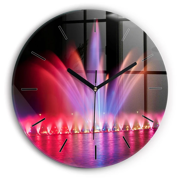 Fontaine de Wrocław la nuit Pendule murale ronde