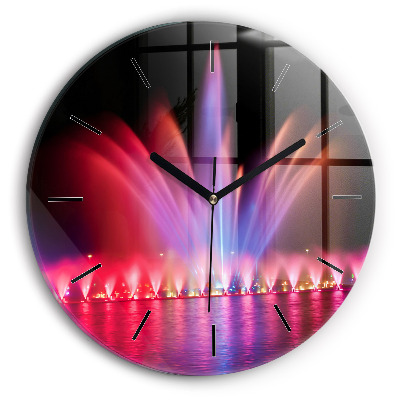 Fontaine de Wrocław la nuit Pendule murale ronde
